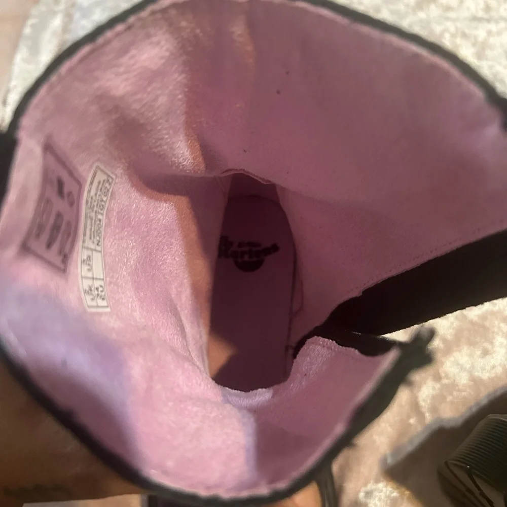 Dr. Martens Black Boots with Pink Heart Accents